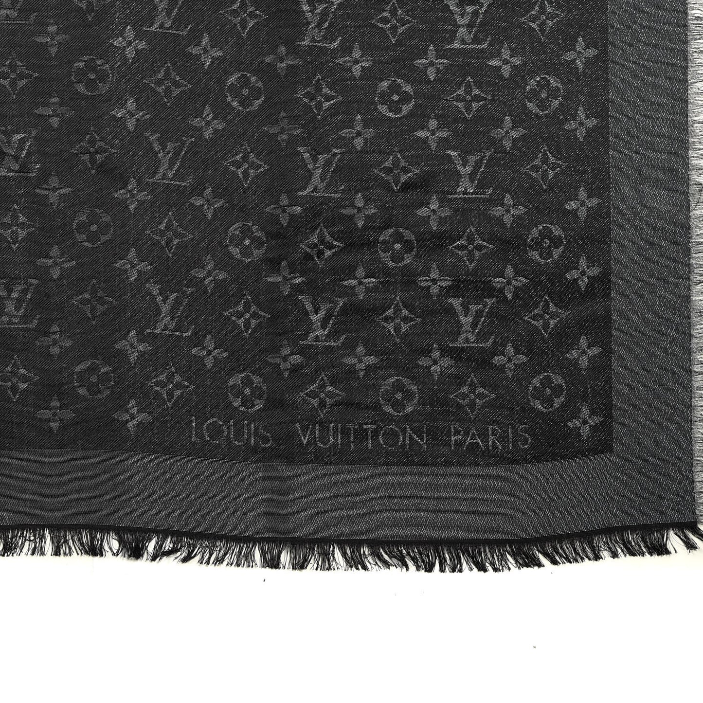 Silk Lurex Wool Monogram Shine Shawl Black