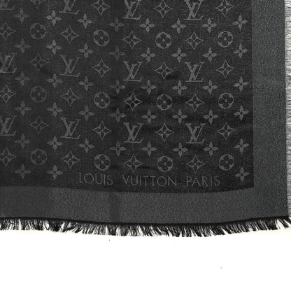 Louis Vuitton Silk Lurex Wool Monogram Shine Shawl Black 2 of 3