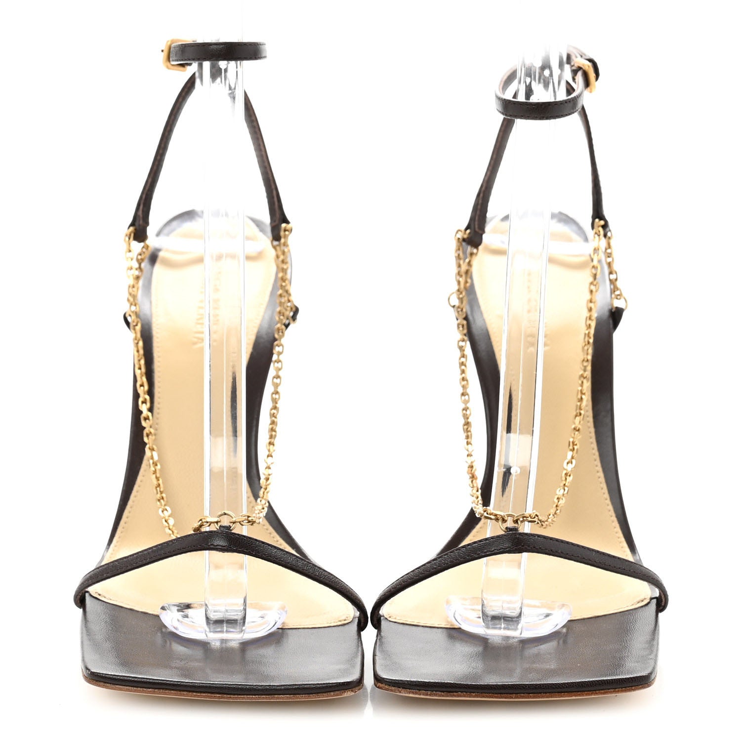 Bottega Veneta Lambskin Stretch Chain Strap 90mm Sandals 41 Ebony 3 of 10