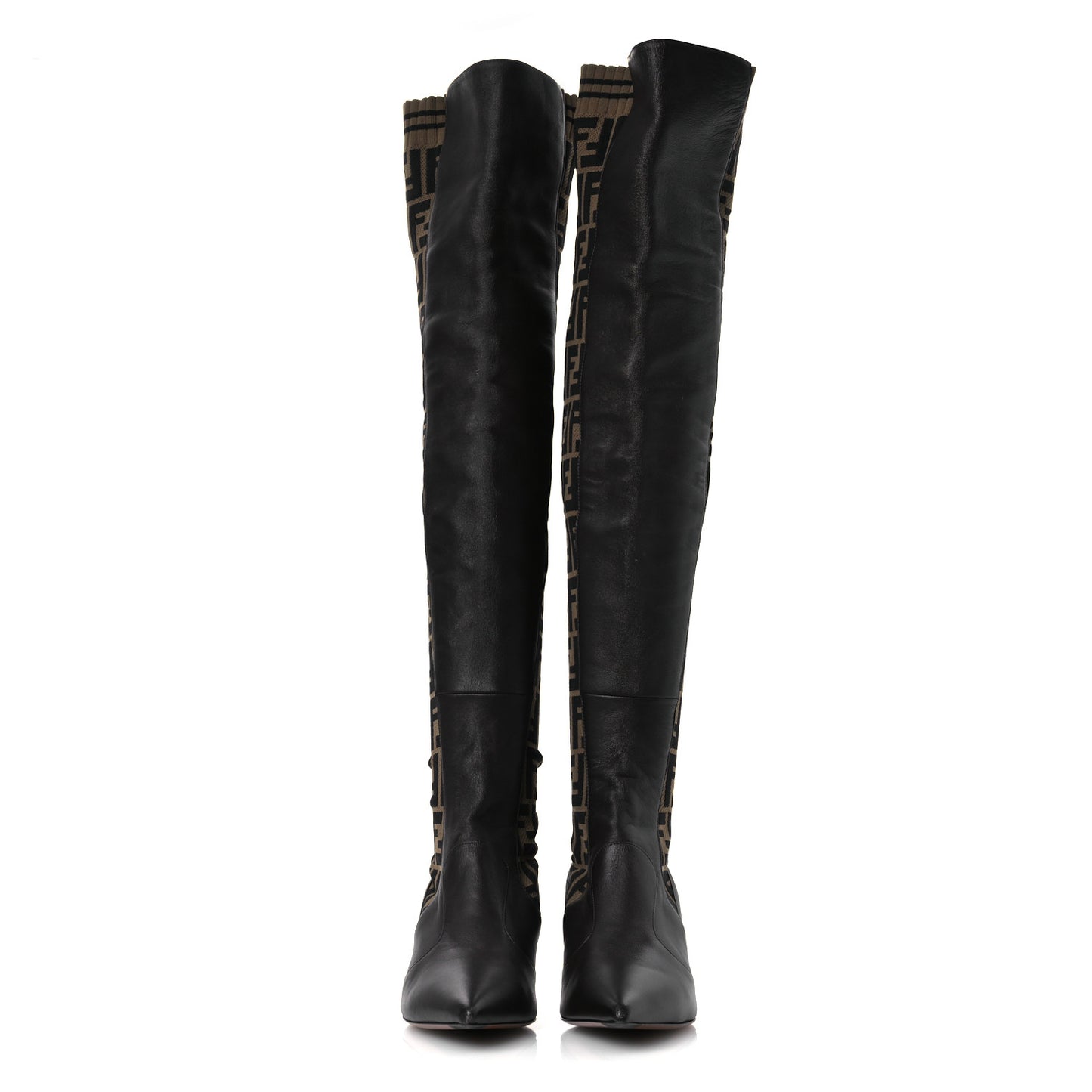 Nappa Microfiber Fabric FF Rockoko Thigh High Boots 40 Ebano Tobacco Black