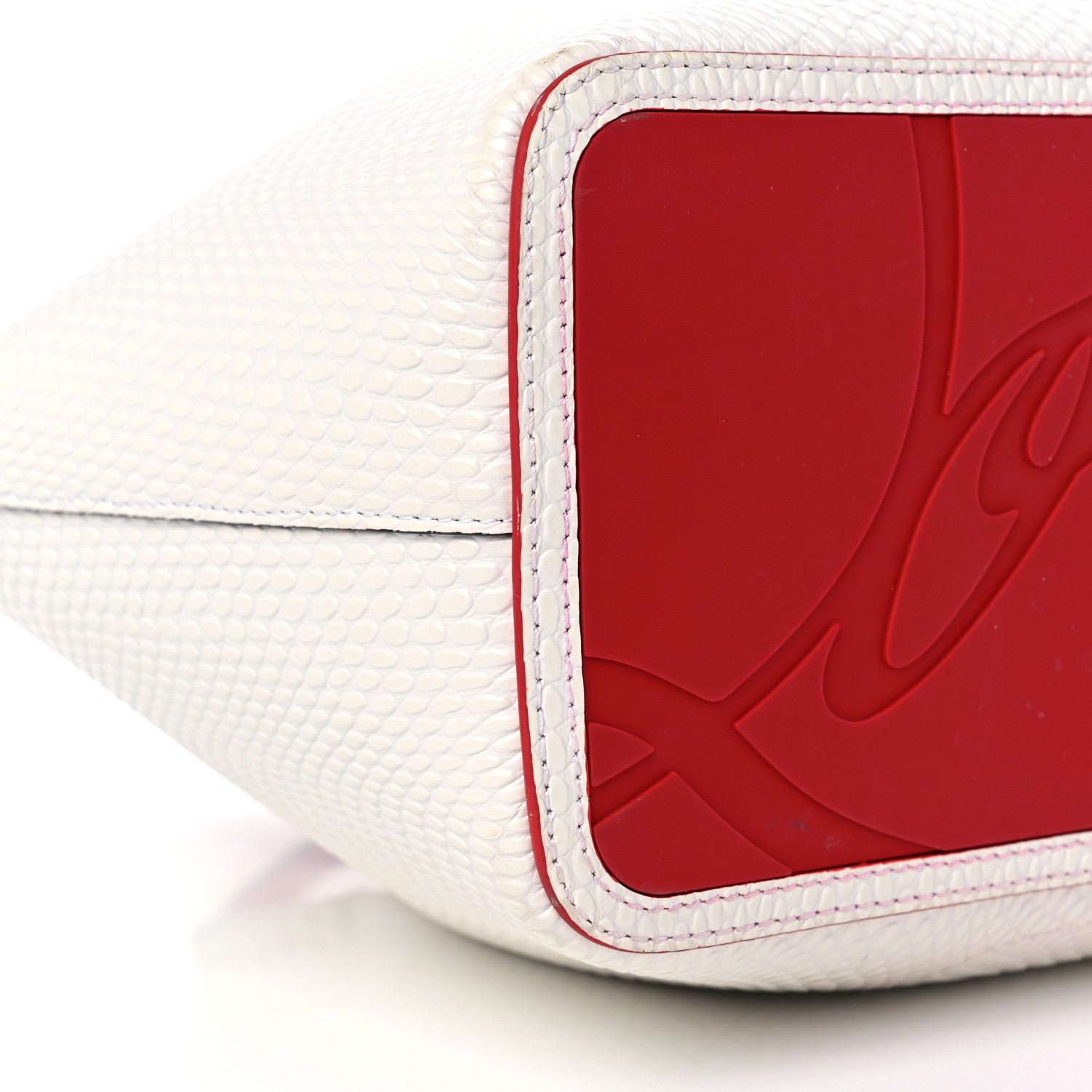 Christian Louboutin Calfskin Jurassic Embossed Spiked Large Cabarock Shopper Tote White 7 of 12