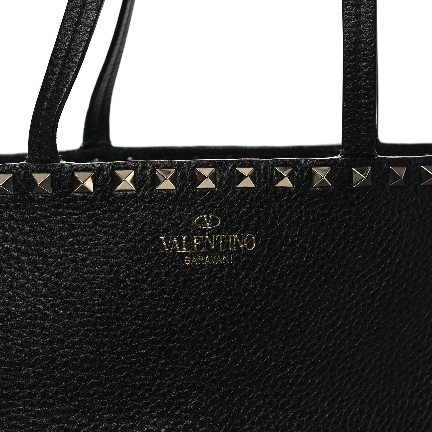 Valentino Garavani Grained Calfskin Rockstud Shoulder Tote Black 7 of 12