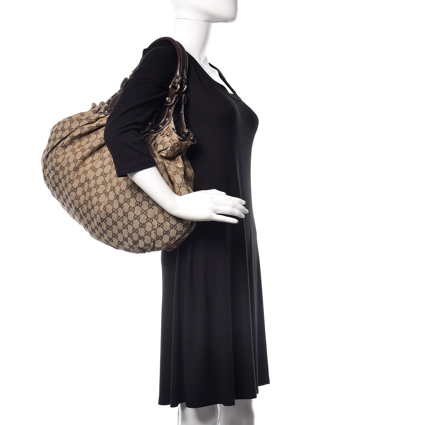 Monogram Studded Medium Pelham Shoulder Bag Dark Brown
