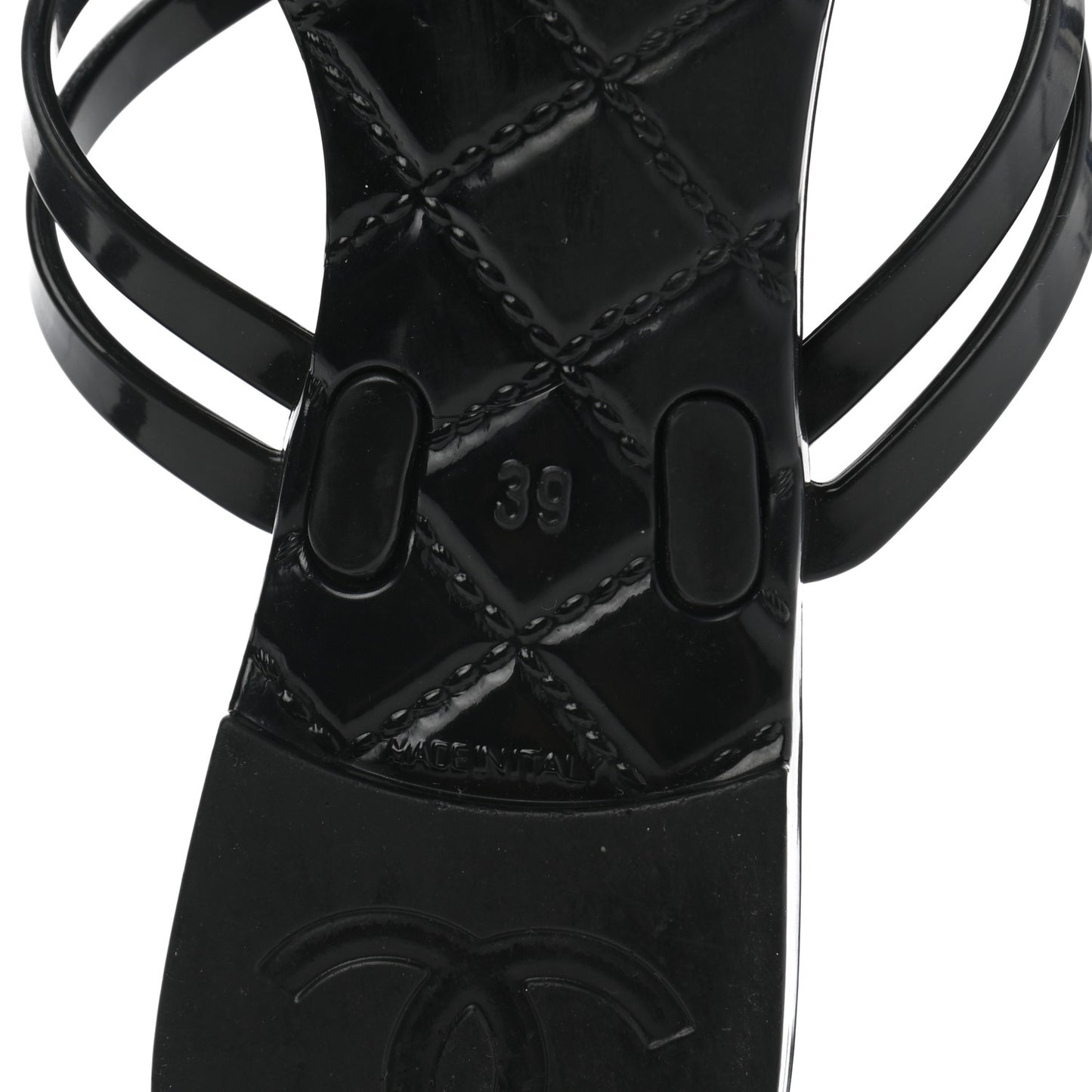 Jelly Quilted Camellia Thong Sandals 39 Black White
