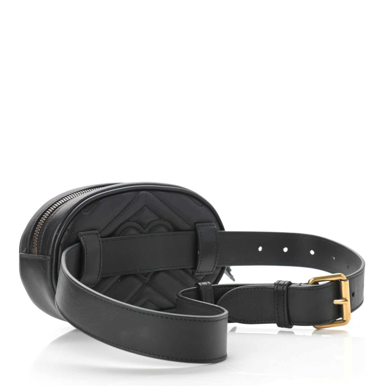Gucci Calfskin Matelasse GG Marmont Belt Bag 75 30 Black 3 of 9