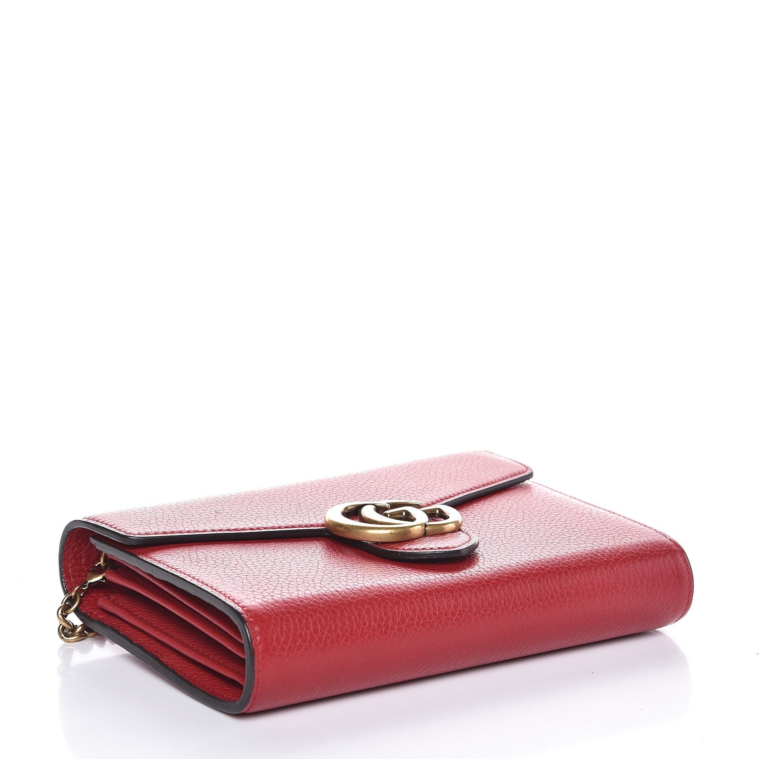 Gucci Calfskin GG Marmont Chain Wallet Vulcanic Red 4 of 8