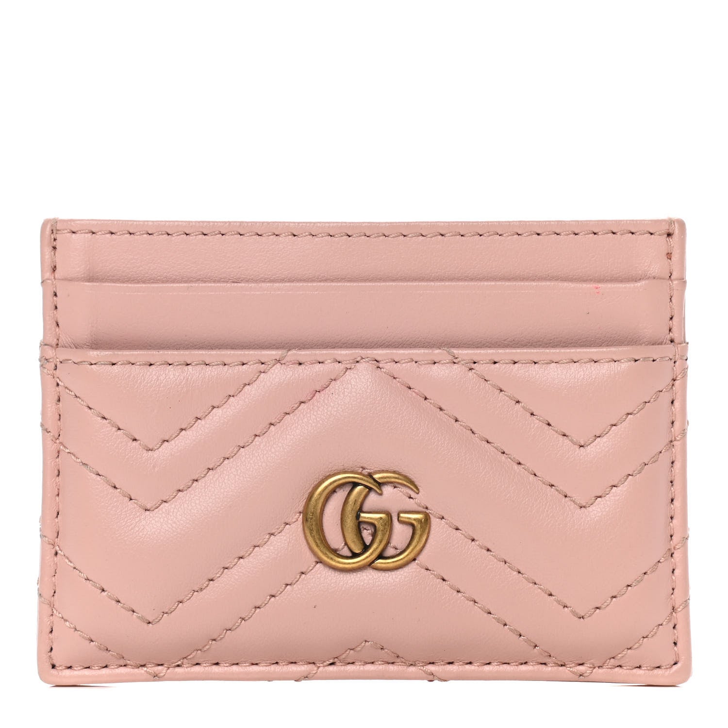 Gucci Calfskin Matelasse GG Marmont Card Holder Perfect Pink 1 of 9