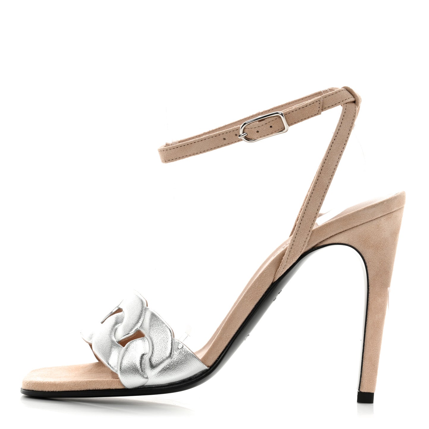 Metallic Nappa Gala 105 Sandal 38 Gris Argente Beige Nude