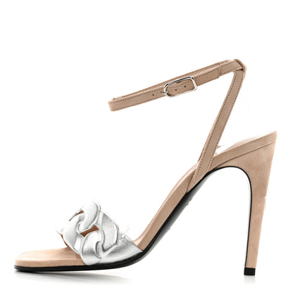 Hermes Metallic Nappa Gala 105 Sandal 38 Gris Argente Beige Nude 1 of 8