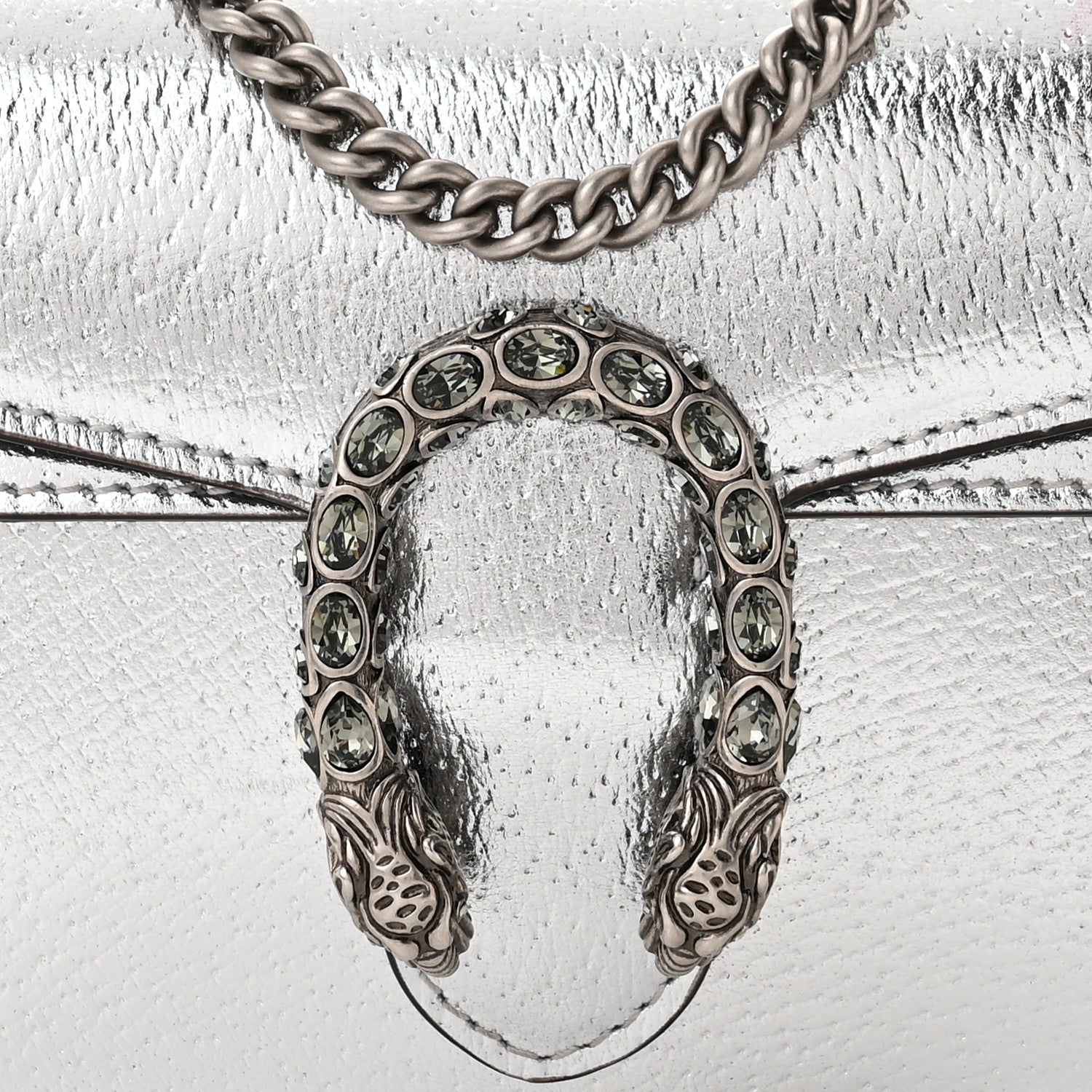 Gucci Metallic Calfskin Super Mini Dionysus Shoulder Bag Silver 8 of 11