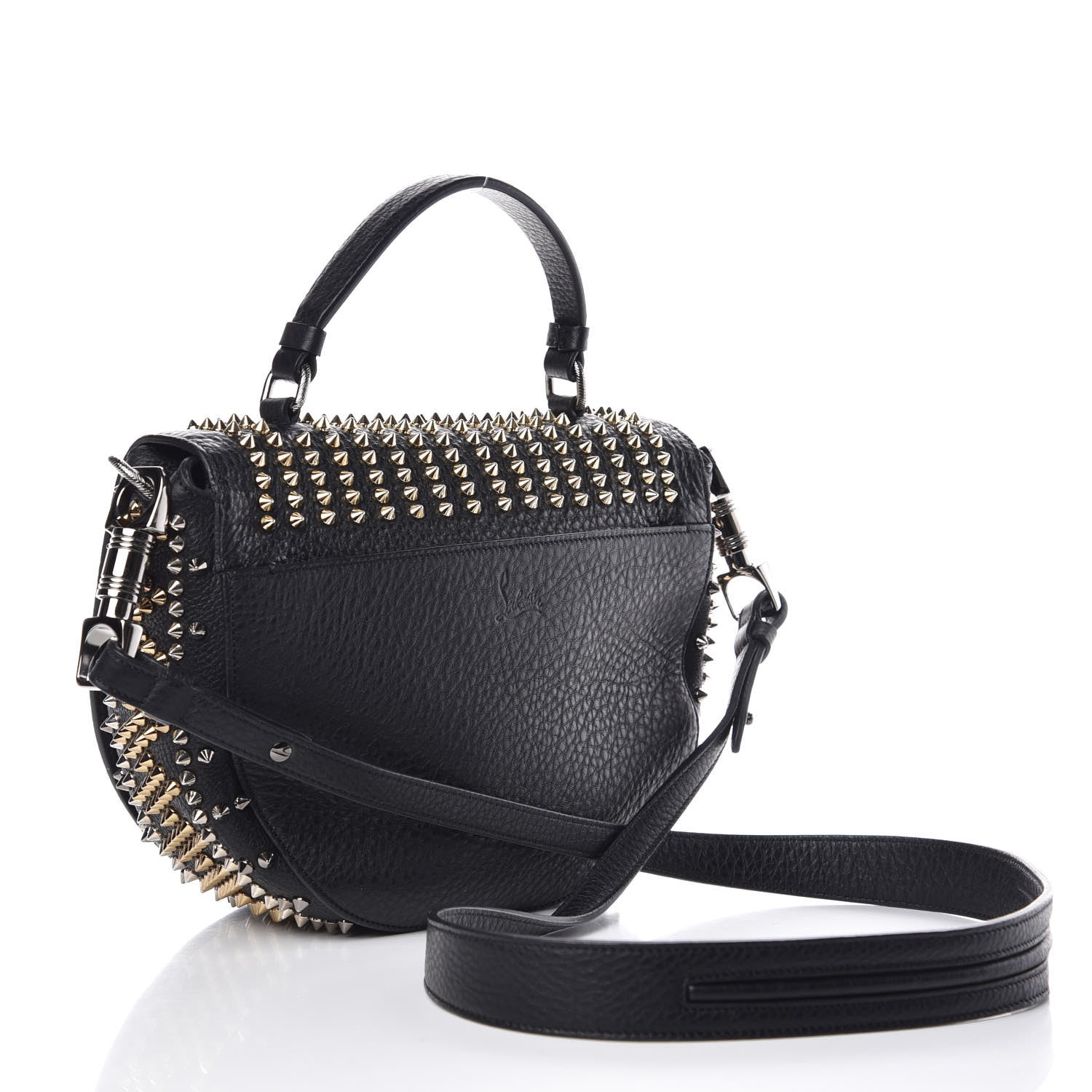 Christian Louboutin Calfskin Mix Chevron Spikes Panettone Messenger Black 4 of 10