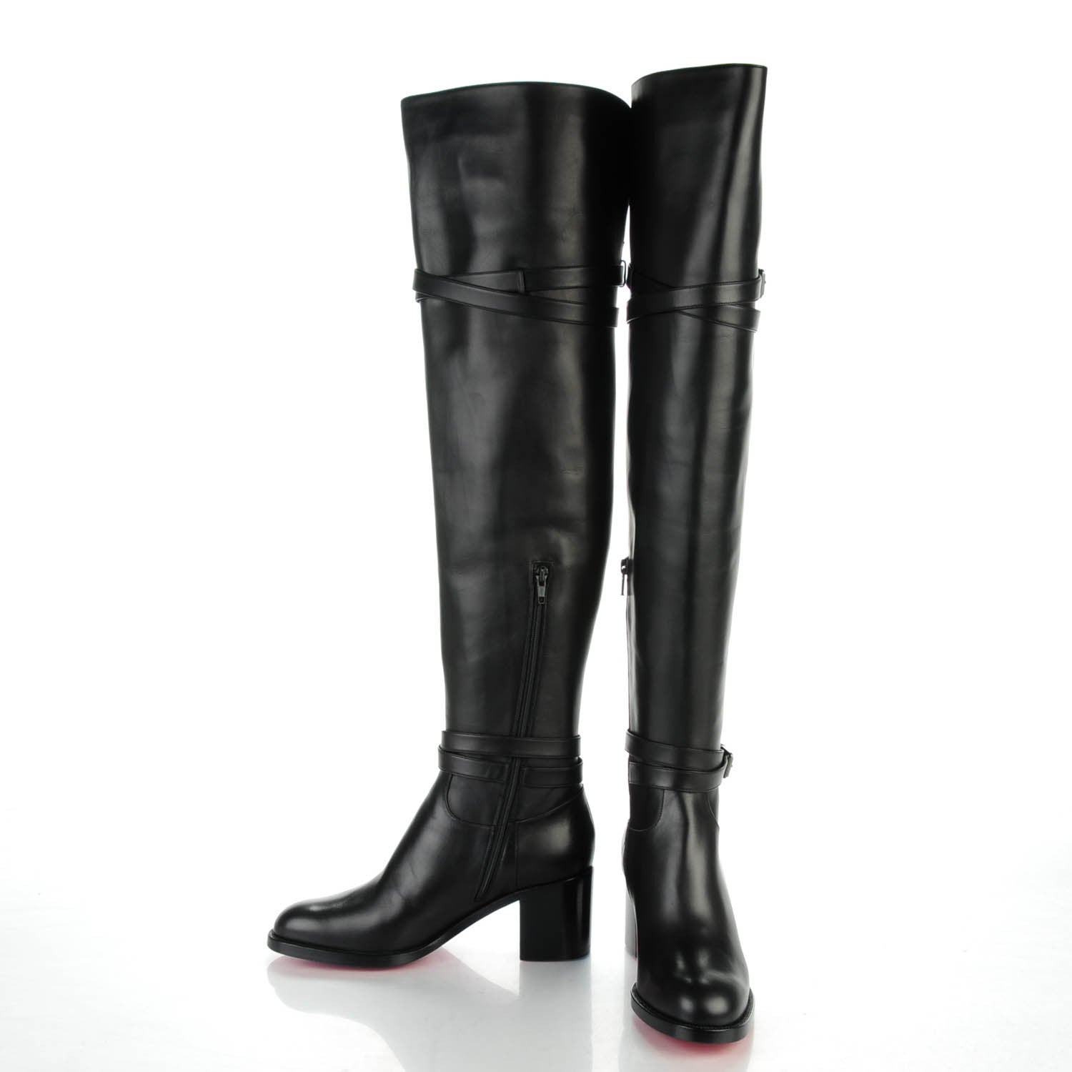 Christian Louboutin Calfskin Karialta 70 Over The Knee Boots 39.5 Black 3 of 8
