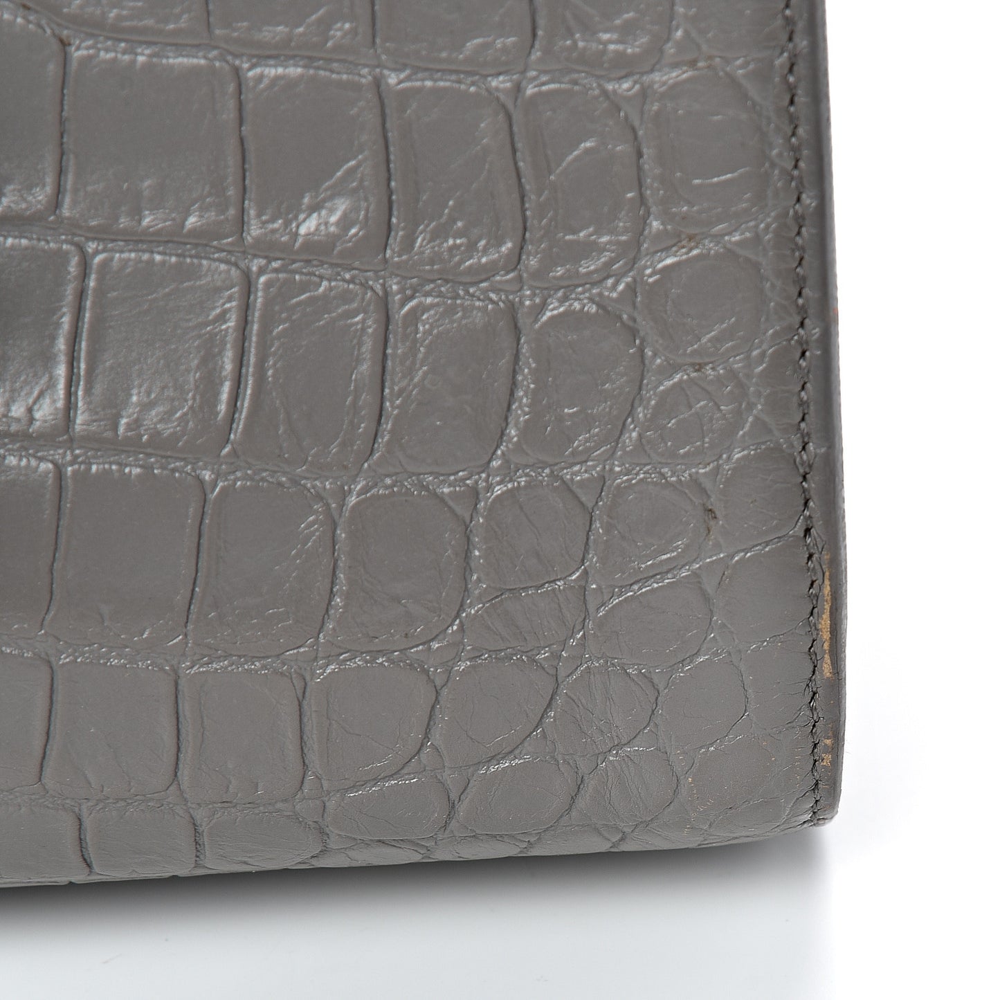 Calfskin Crocodile Embossed Baby Sac De Jour Fog
