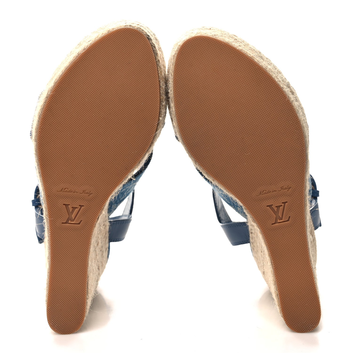 Louis Vuitton Monogram Denim Starboard Espadrille Wedge Sandal 37 Blue 5 of 8