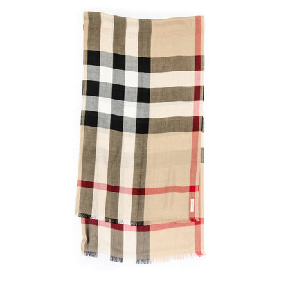 Burberry Silk Cashmere Mega Check Lightweight Scarf Camel 3 of 5