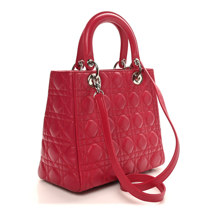 Christian Dior Lambskin Cannage Medium Pearl Lady Dior Dark Pink 3 of 11
