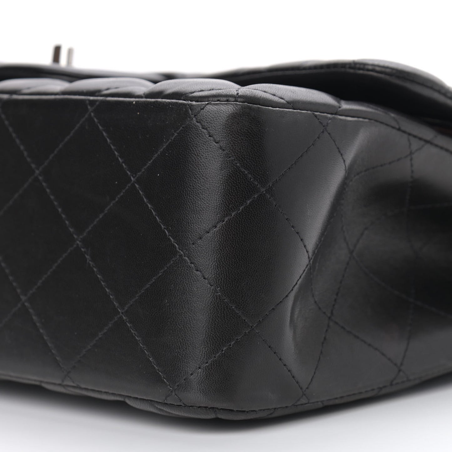 Lambskin Quilted Jumbo Double Flap Black