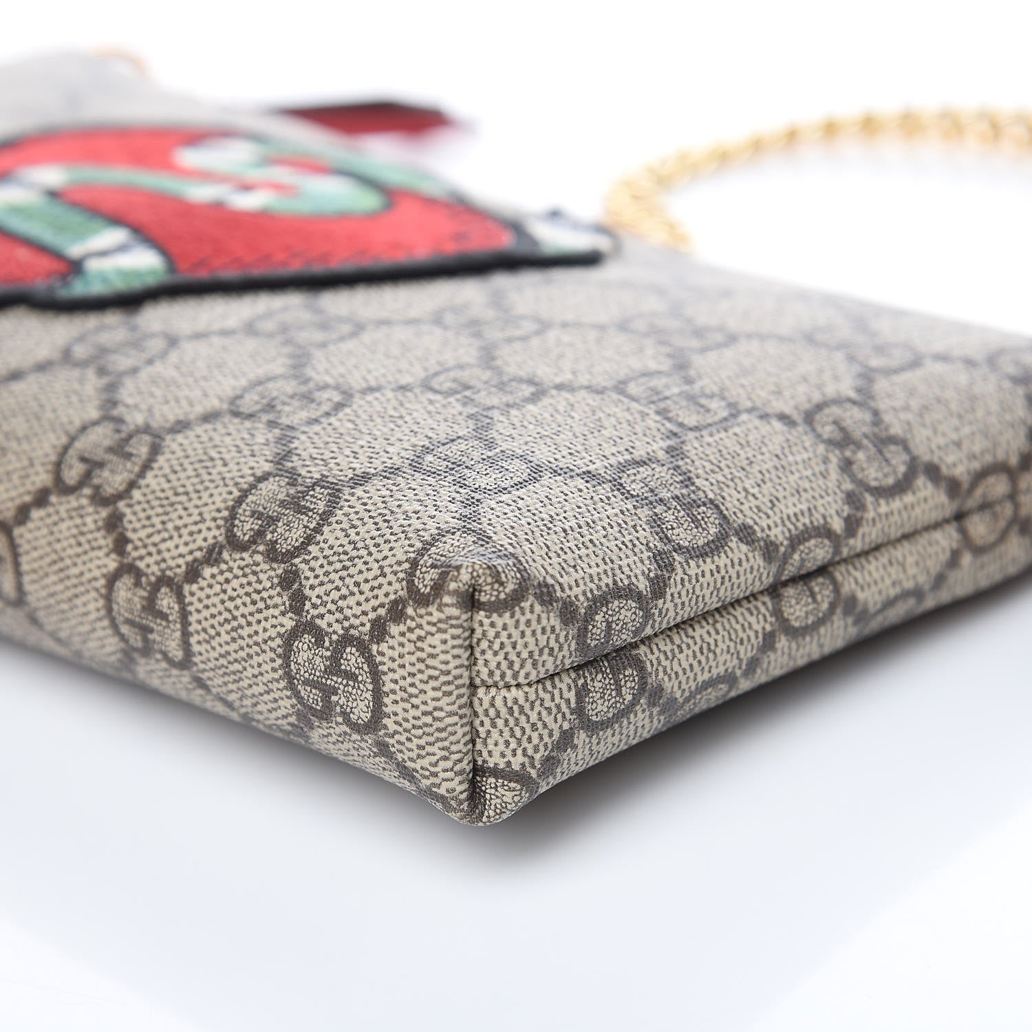 Gucci GG Supreme Monogram Kingsnake Heart Embroidered Chain Wrist Wallet Multicolor 8 of 9