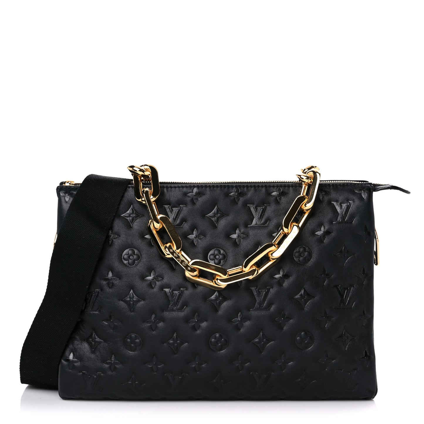 Lambskin Embossed Monogram Coussin MM Black