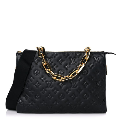 Louis Vuitton Lambskin Embossed Monogram Coussin MM Black 1 of 9