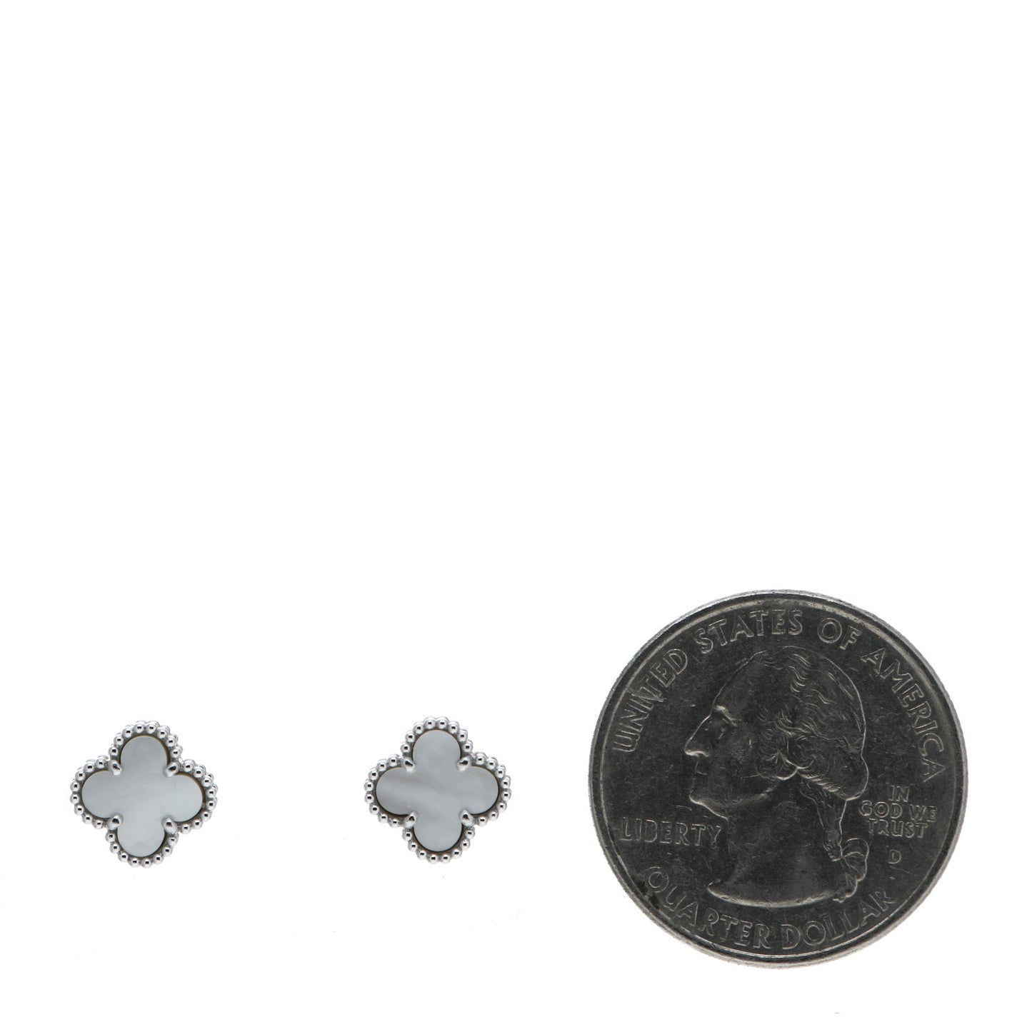 18K White Gold Mother of Pearl Sweet Alhambra Earrings