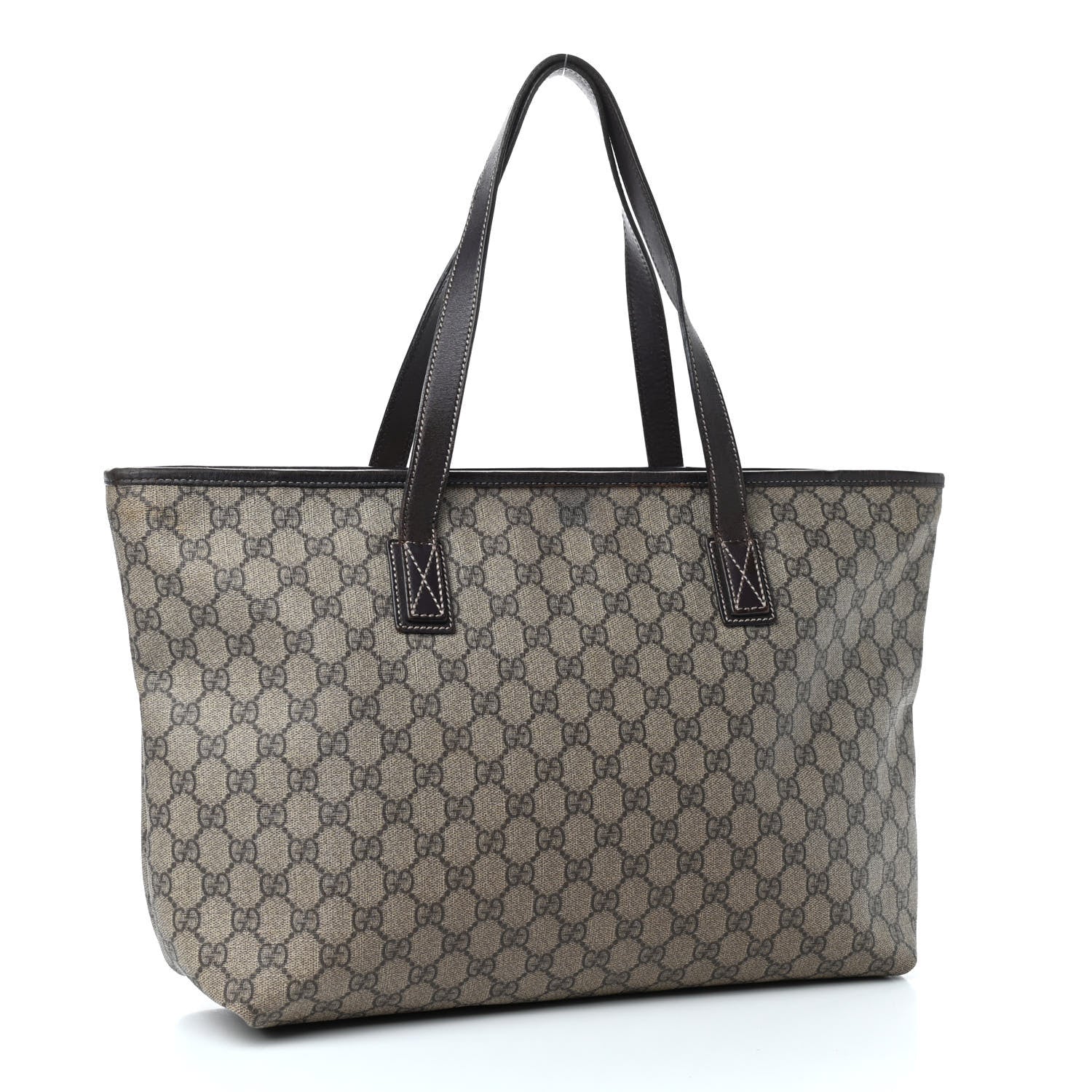 Gucci GG Supreme Monogram Medium Zippered Shopping Tote Dark Brown 3 of 11
