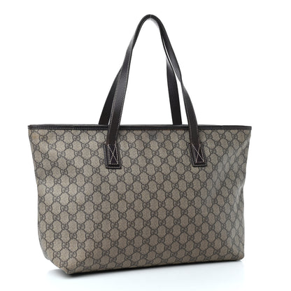 Gucci GG Supreme Monogram Medium Zippered Shopping Tote Dark Brown 3 of 11