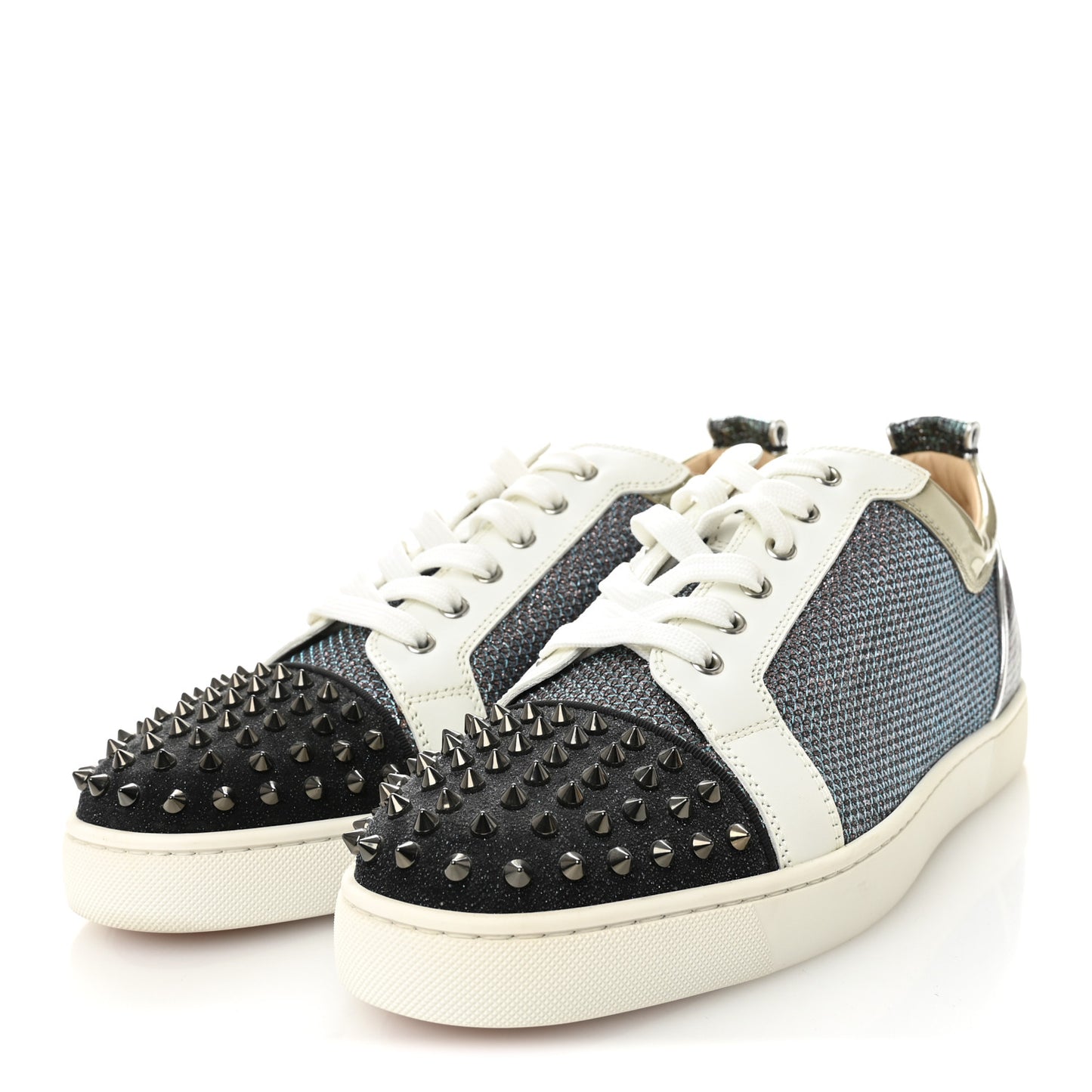Calfskin Mens Louis Junior Spikes Orlato Flat Sneakers 46.5 Blue White