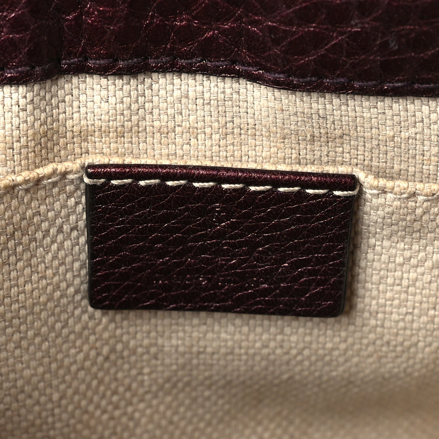 Metallic Pebbled Calfskin Small Soho Flap Crossbody Burgundy
