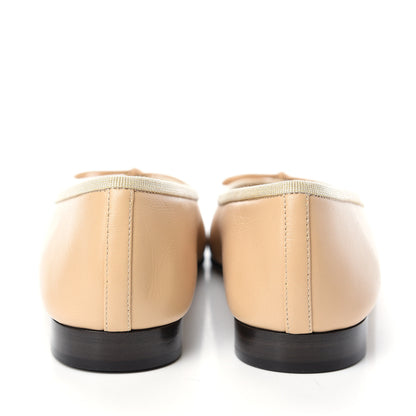 Chanel Lambskin CC Cap Toe Ballerina Flats 36 Beige Black 7 of 11