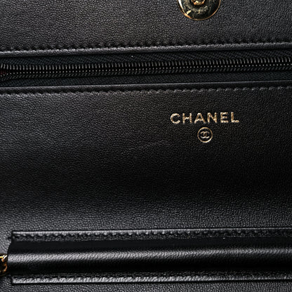 Chanel Lambskin Quilted Wallet On Chain WOC Black 13 of 14