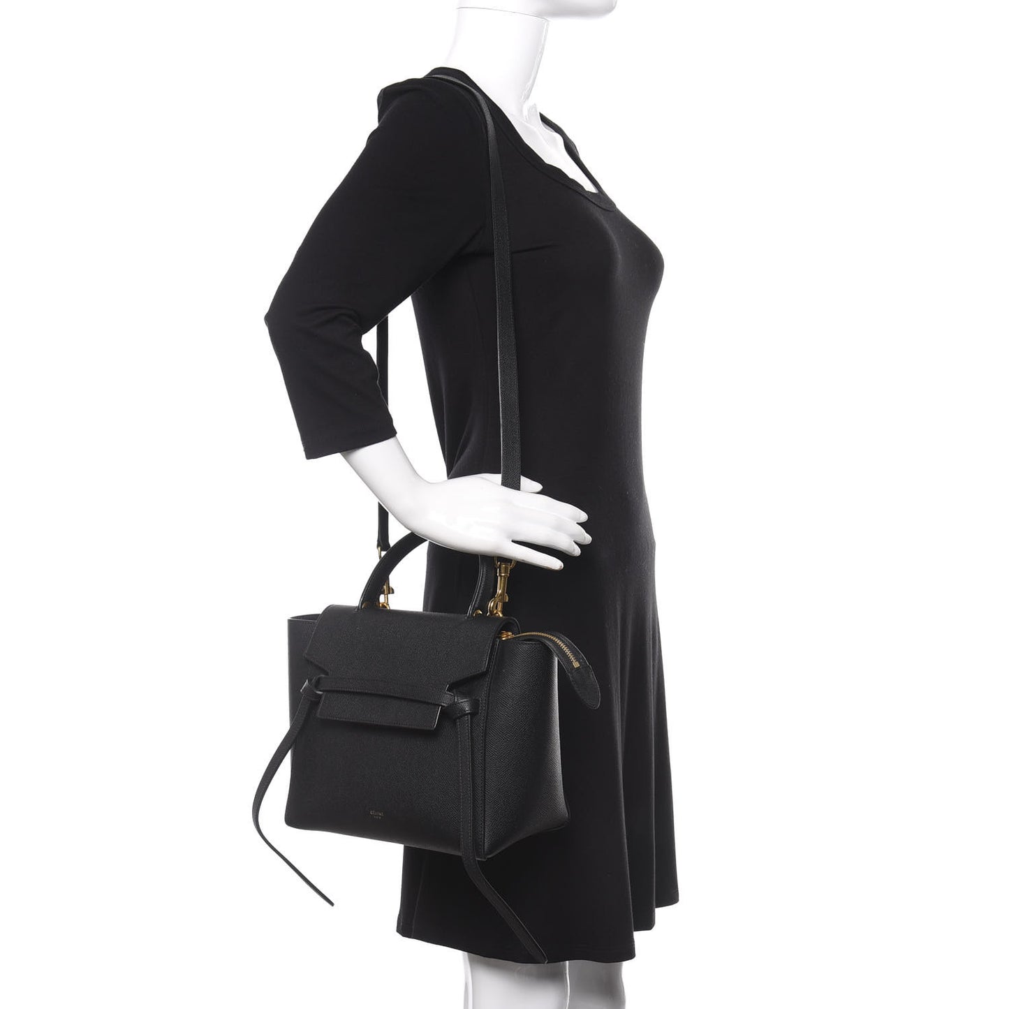 Grained Calfskin Micro Belt Bag Black