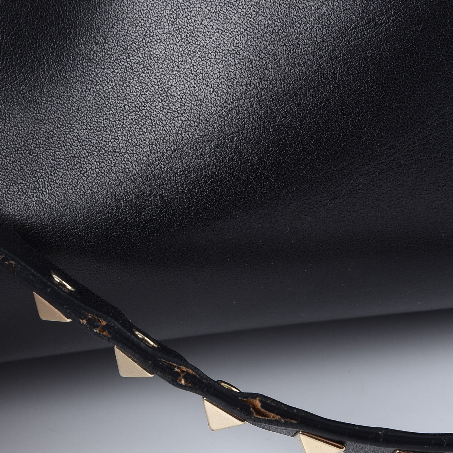 Valentino Garavani Vitello Large Rockstud Single Handle Flap Satchel Black 10 of 15