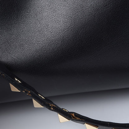 Valentino Garavani Vitello Large Rockstud Single Handle Flap Satchel Black 10 of 15