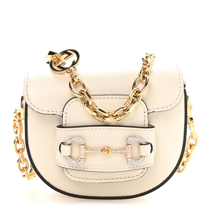 Gucci Azalea Calfskin Crystal GG Monogram Mini Horsebit 1955 Waist Bag Mystic White 1 of 12