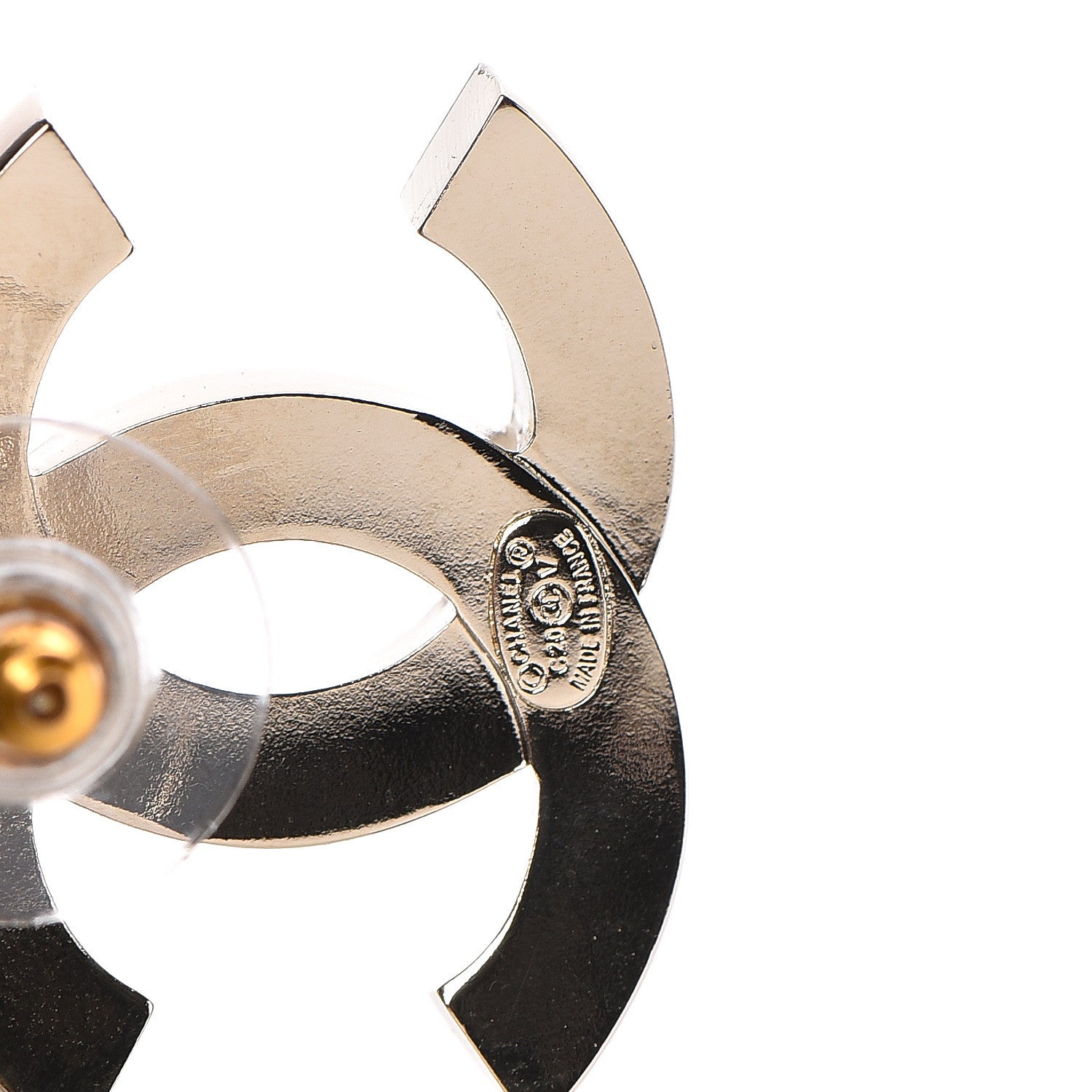 Chanel Crystal CC Earrings Gold 4 of 5