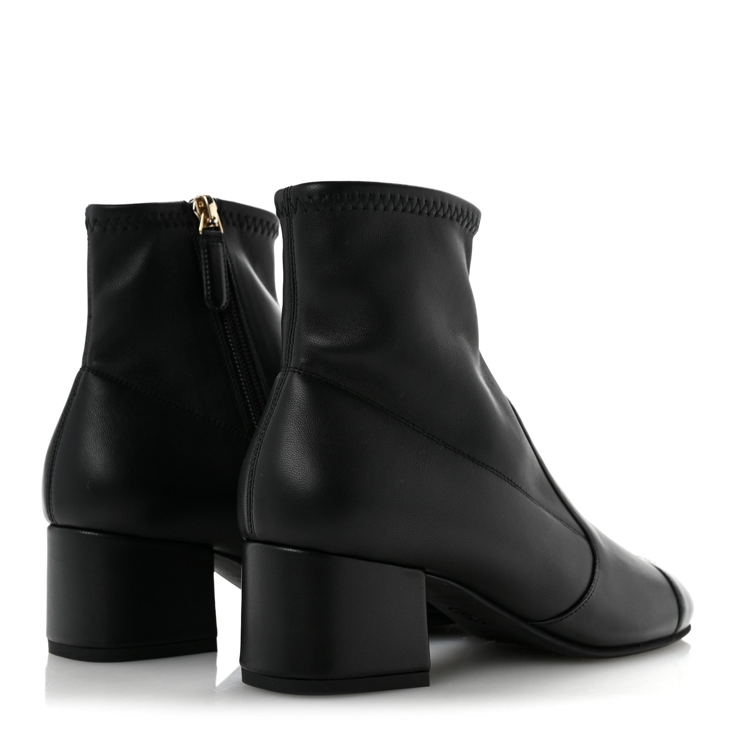 Chanel Stretch Lambskin Cap Toe CC Uniform Short Boots 35 Black 5 of 10