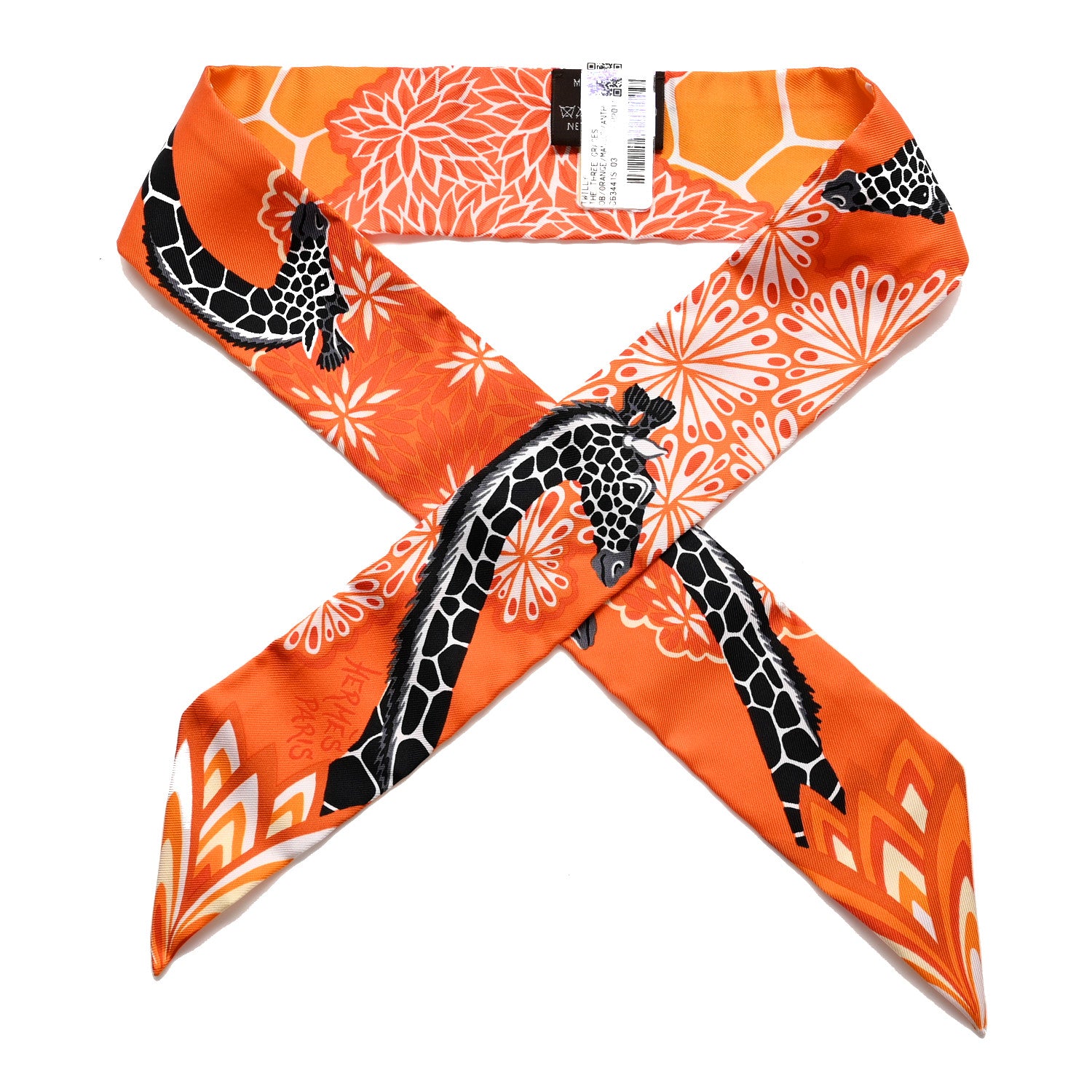 Hermes Silk The Three Graces Twilly Orange Mangue Anthracite 1 of 4