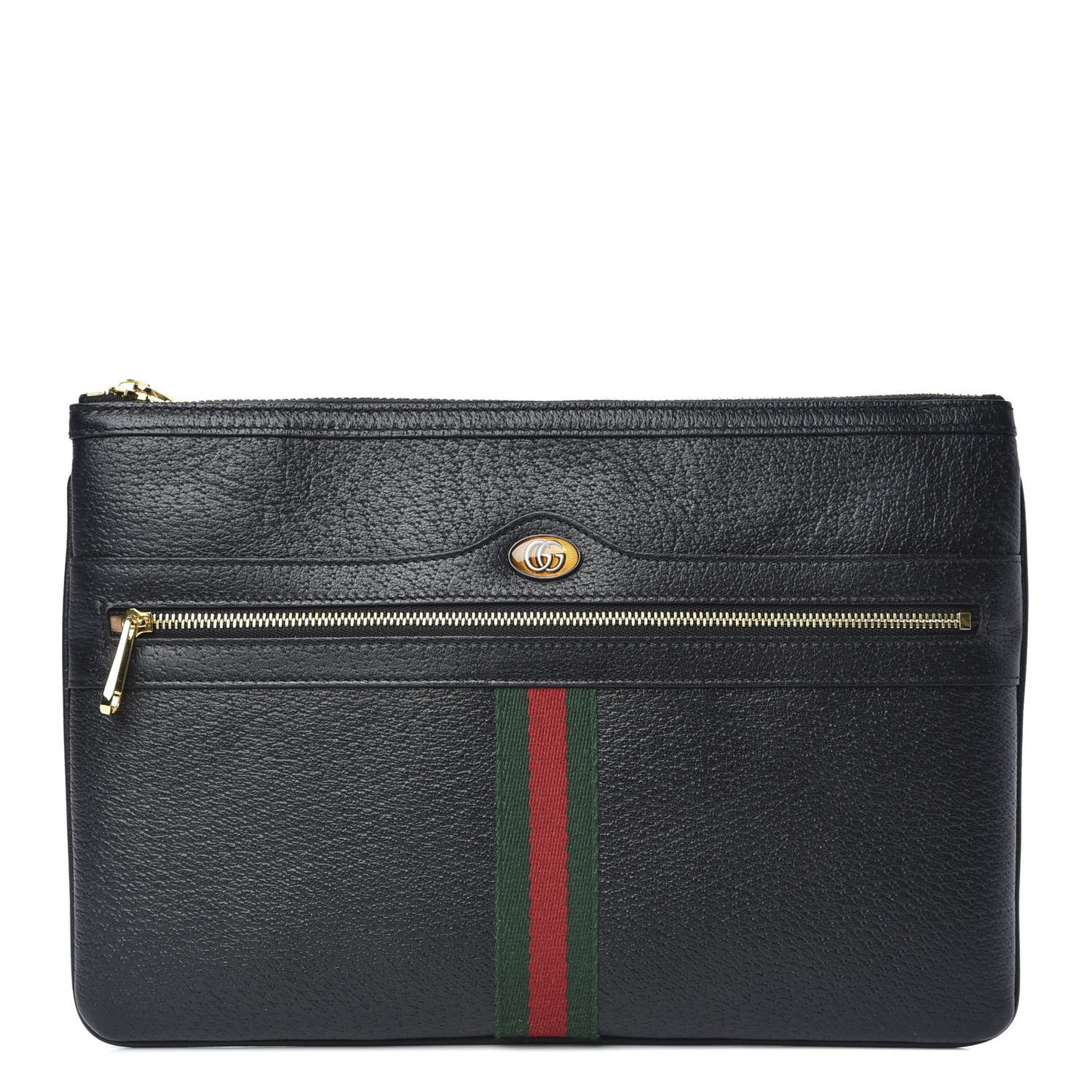 Calfskin Large Ophidia Pouch Clutch Black