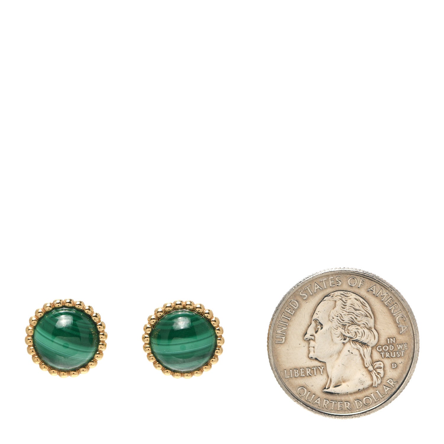 Van Cleef & Arpels 18K Yellow Gold Malachite Perlee Couleurs Earrings 2 of 6