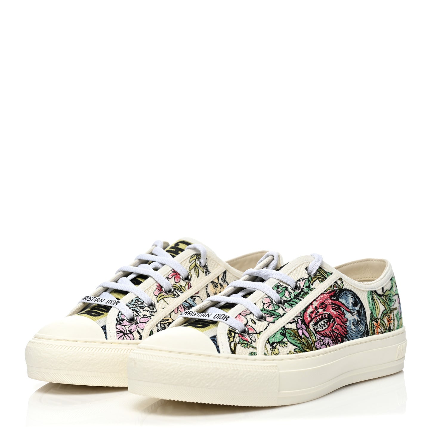 Canvas Constellation Embroidered Womens Walk'N'Dior Low Top Sneakers 38 White Multicolor