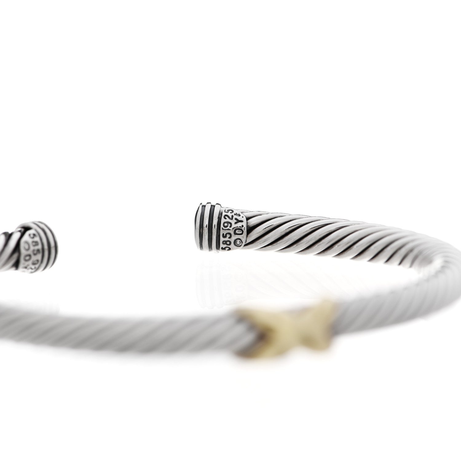 David Yurman Sterling Silver 14K Yellow Gold 5mm X Station Cable Bracelet 4 of 4