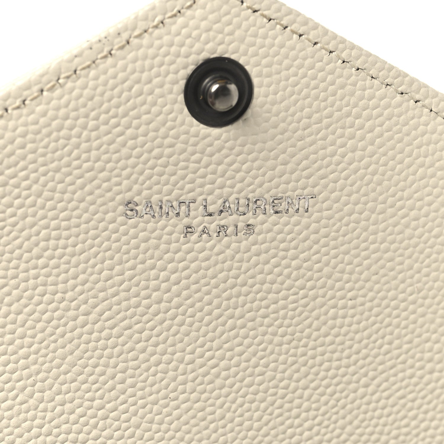 Saint Laurent Grain De Poudre Matelasse Chevron Monogram Envelope Chain Wallet Dove White 6 of 11