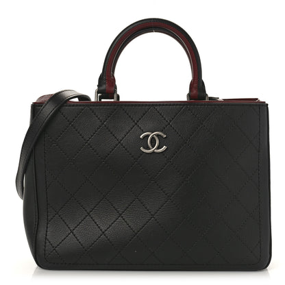 Chanel Bullskin Stitched Bi-Color Medium Shopping Tote Black 1 of 8