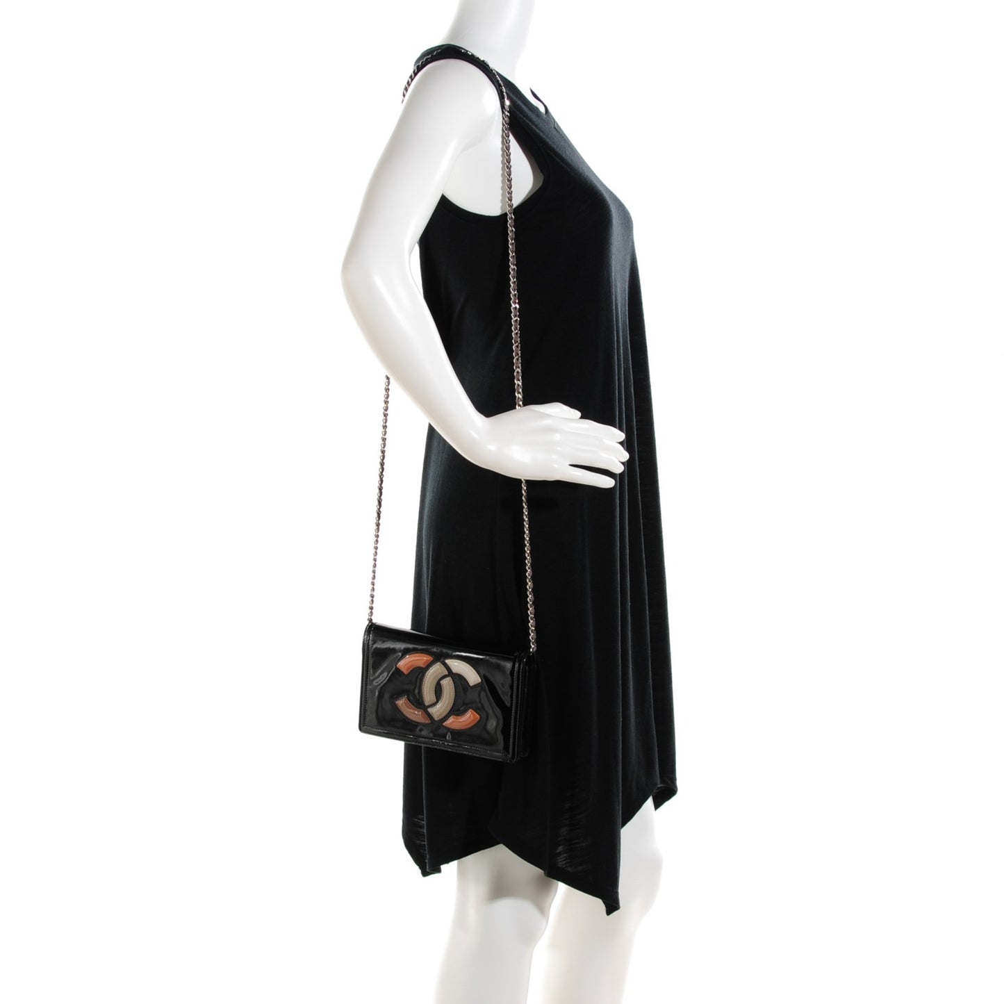 Patent Lipstick Wallet On Chain Black