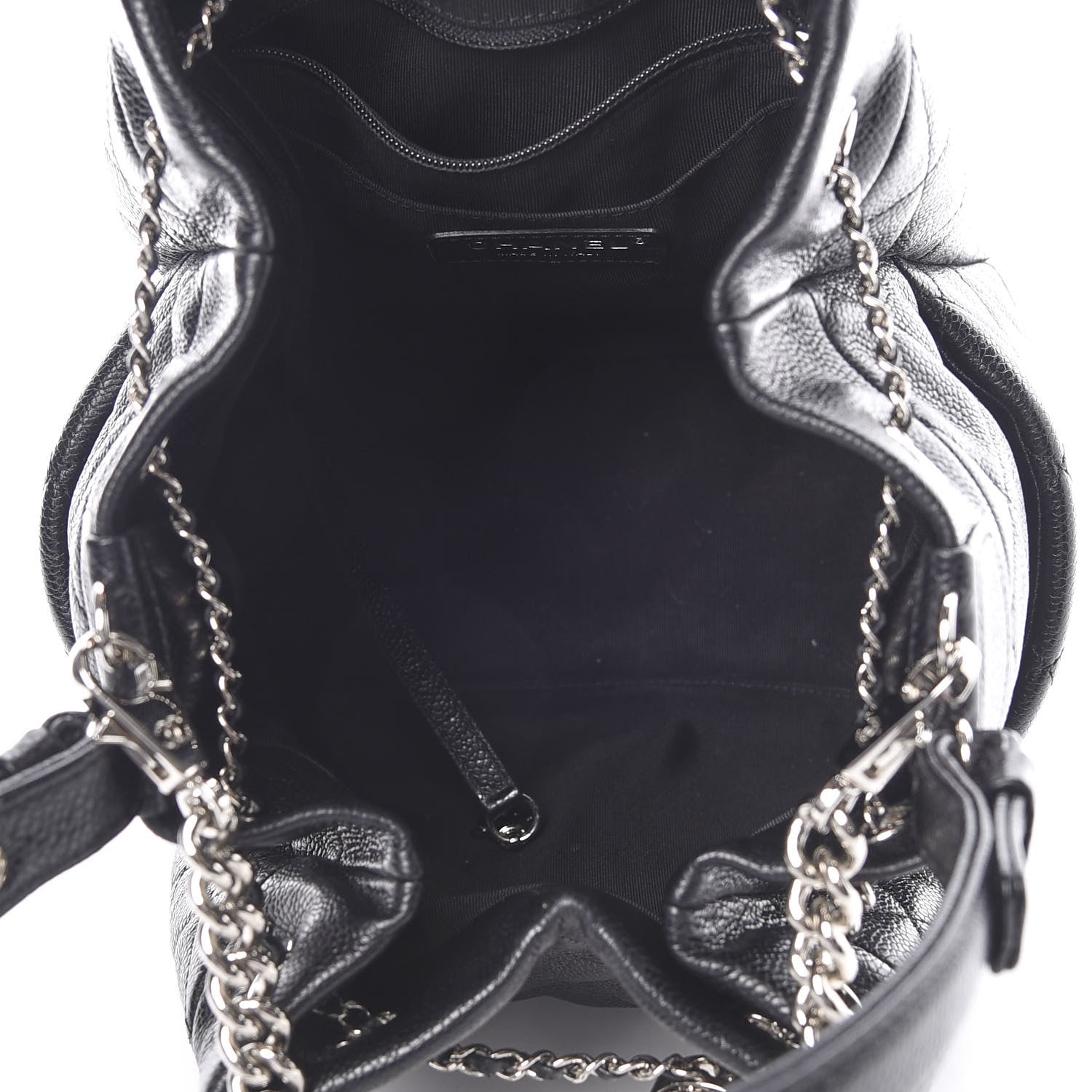 Chanel Grained Calfskin Quilted Medium CC Chain Bucket Drawstring Bag Black 6 of 13