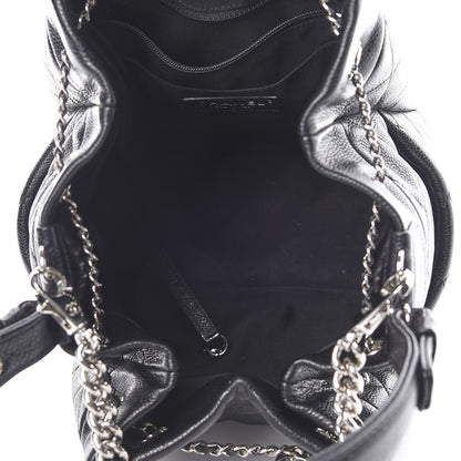 Chanel Grained Calfskin Quilted Medium CC Chain Bucket Drawstring Bag Black 6 of 13