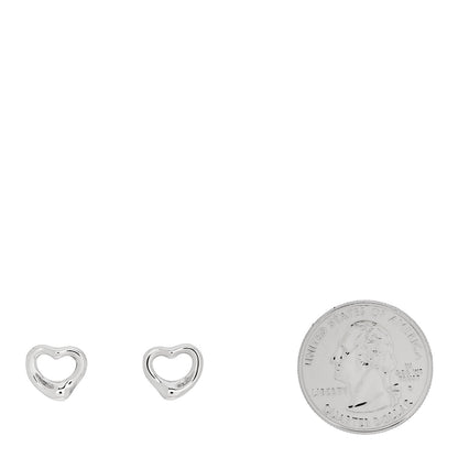 Tiffany Sterling Silver Elsa Peretti 11mm Open Heart Earrings 2 of 5