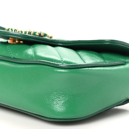 Gucci Azalea Calfskin Enamel Matelasse Diagonal Super Mini Torchon GG Marmont Shoulder Bag New Shamarock Emerald 10 of 10