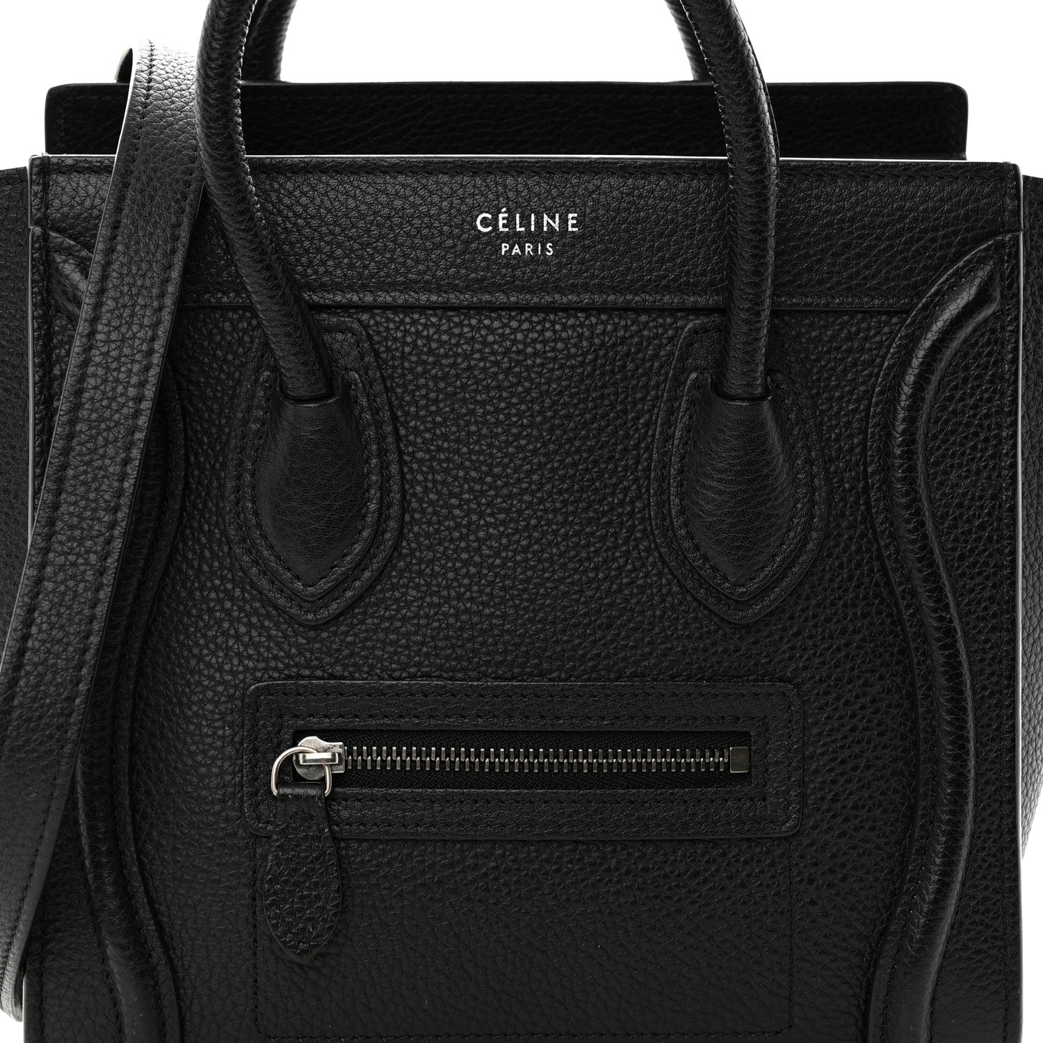 Celine Drummed Calfskin Nano Luggage Black 8 of 17